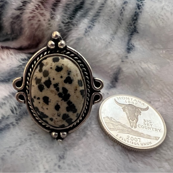 ❤️ Dalmation Jasper Southwestern Sz 7.75 Ring 8.5gms Never Worn - Picture 2 of 9